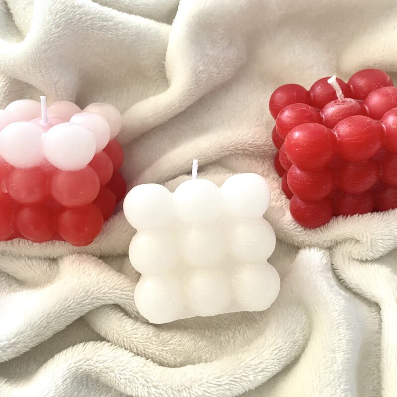 Vela Candela de parafina en forma cubo de bolitas