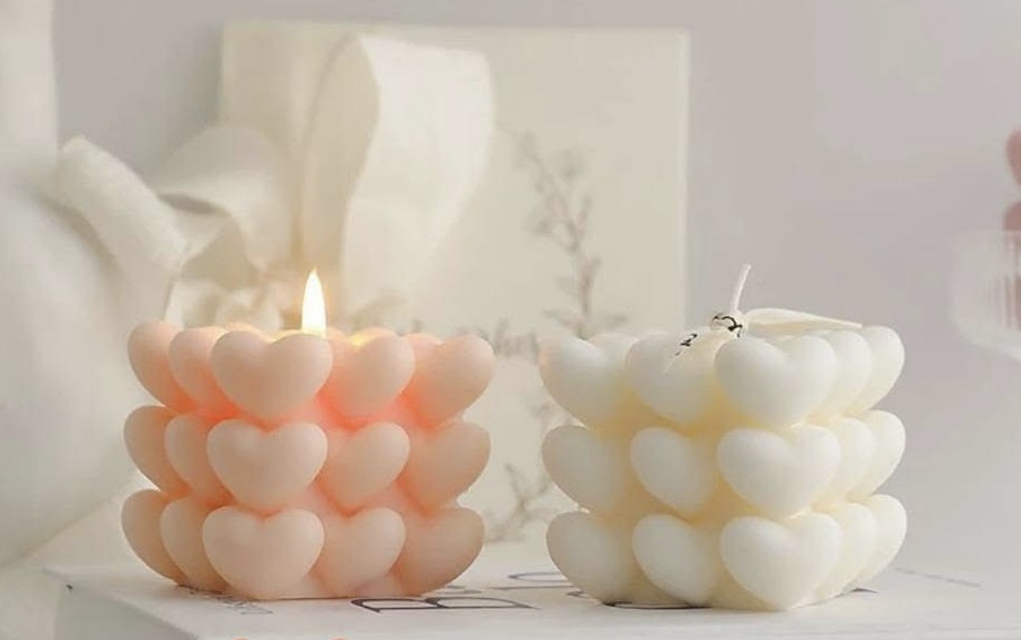 Cubo de corazones vela o candela