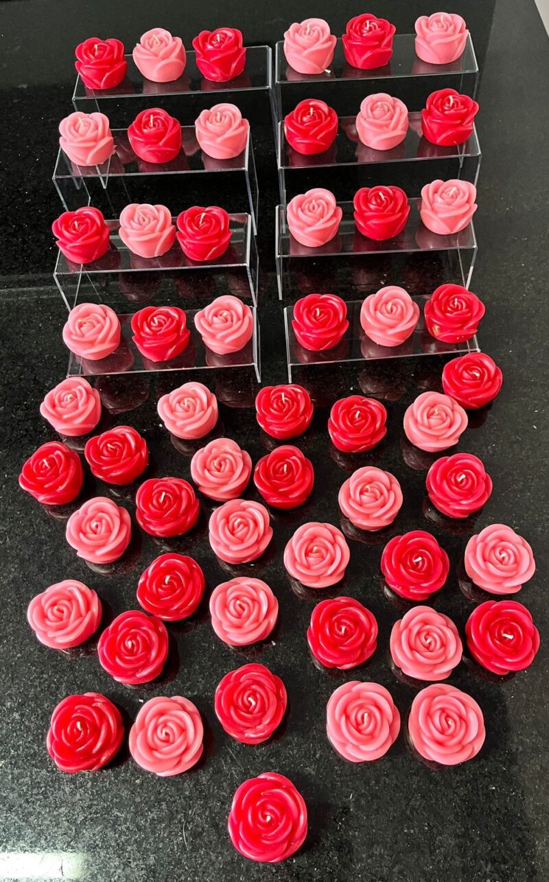 Rosa pequeña vela o candela de parafina - Image 3