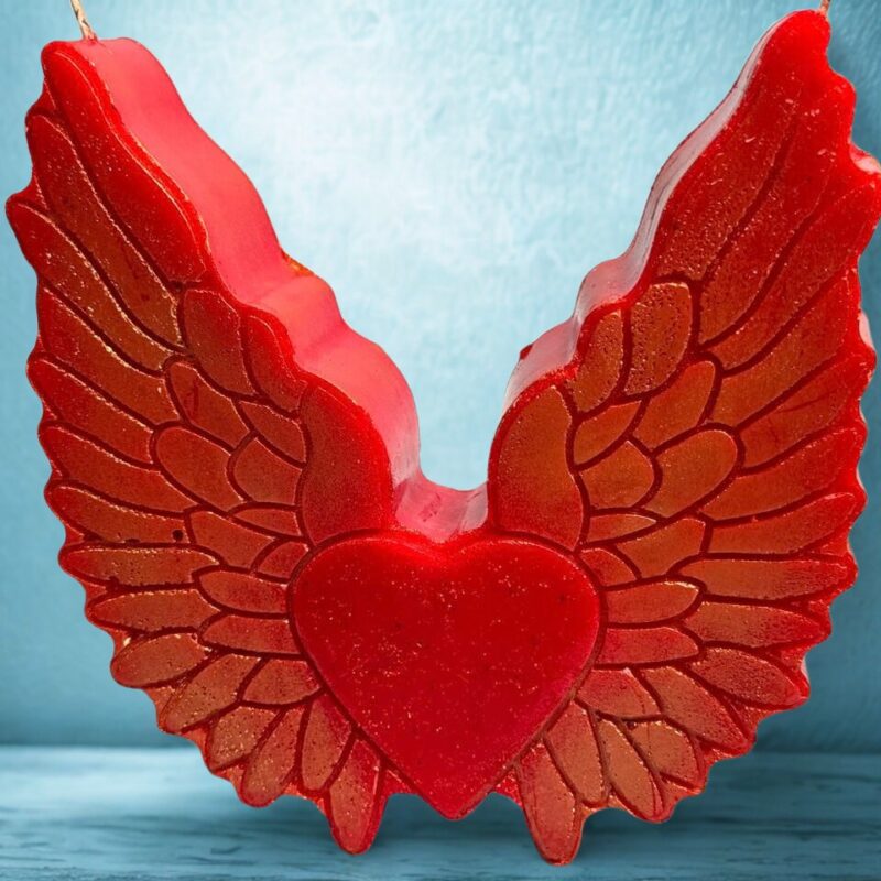 Alas de ángel con corazón vela o candela