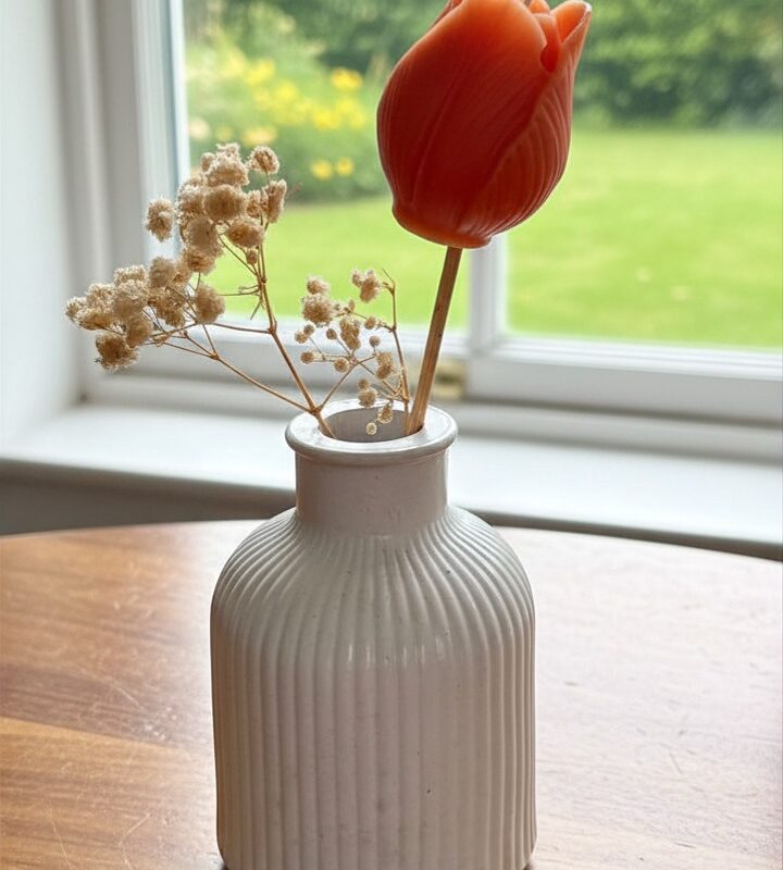 Florero acanalado en yeso